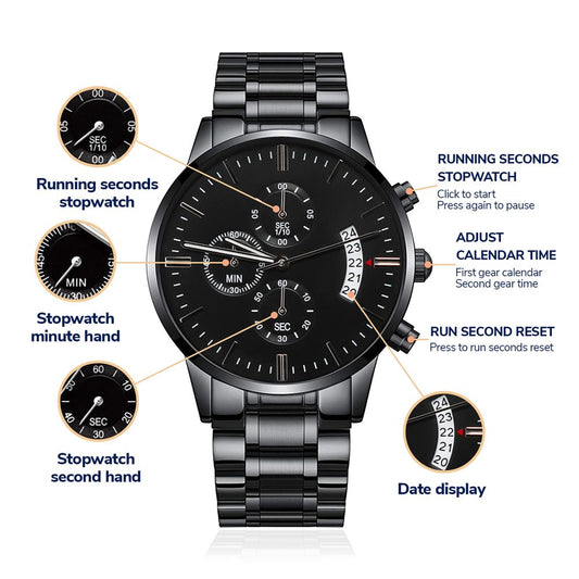 Engrave your own special message,Black Chronograph Watch