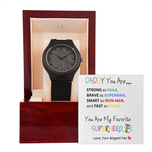 Super Daddy/White Background, Wooden watch