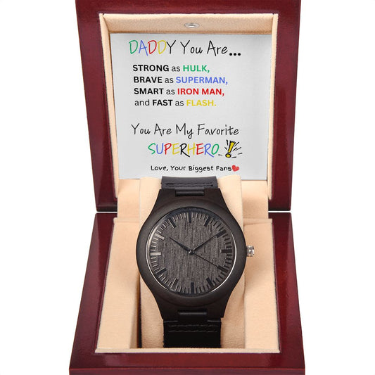 Super Daddy/White Background, Wooden Watch, From multiple children