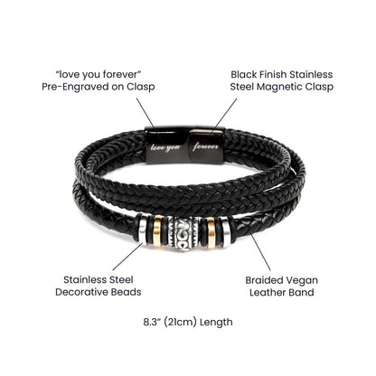 Super Daddy/White Background, Men's "Love You Forever" Bracelet