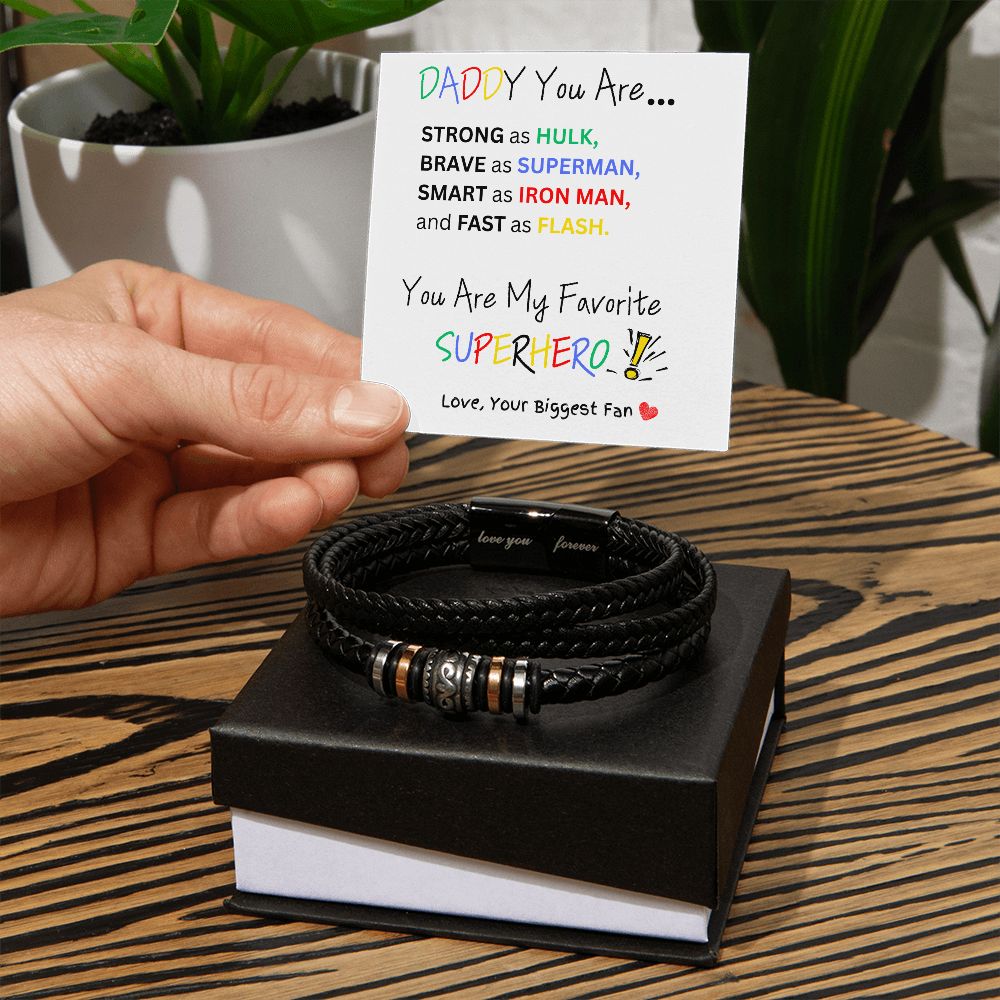 Super Daddy/White Background, Men's "Love You Forever" Bracelet